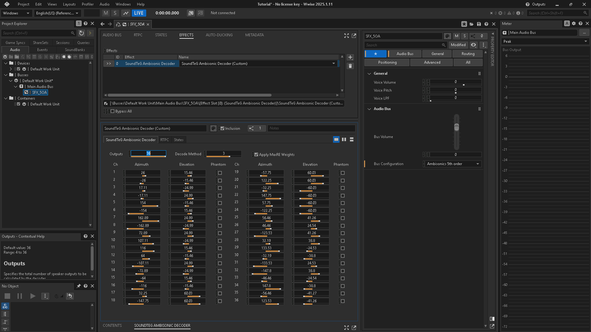 Open the decoder interface; select a property to read its Contextual Help.