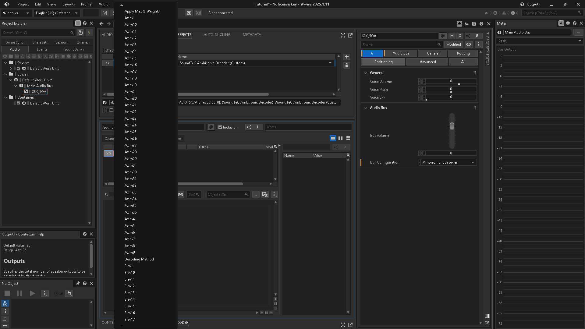 Use the RTPC tab to bind decoder properties to Game Parameters.