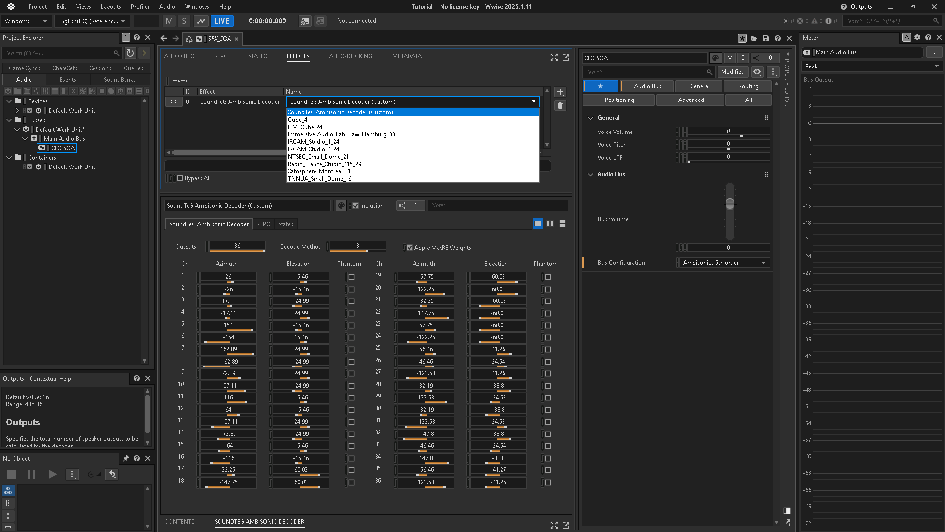 Choose a loudspeaker-layout preset from the preset menu.