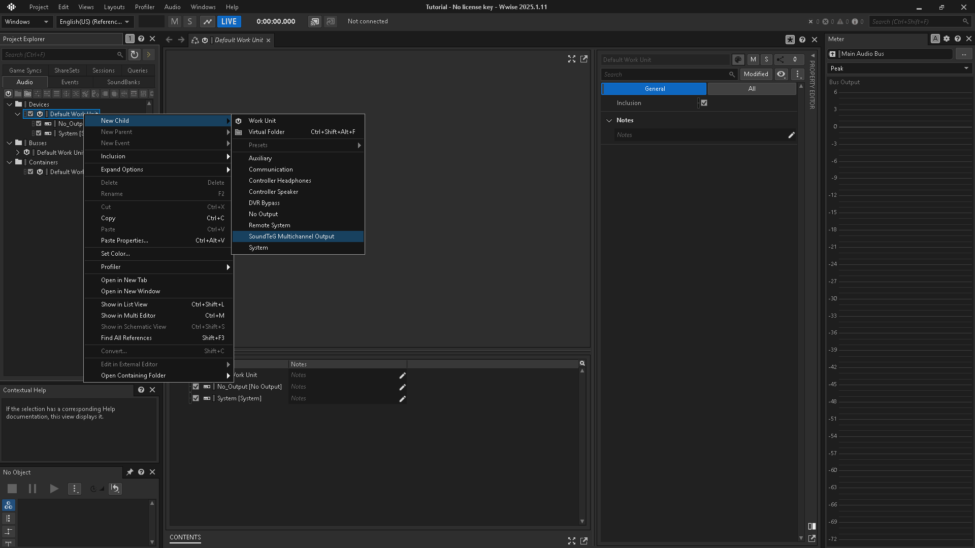 Create a SoundTeG Multichannel Output Audio Device.